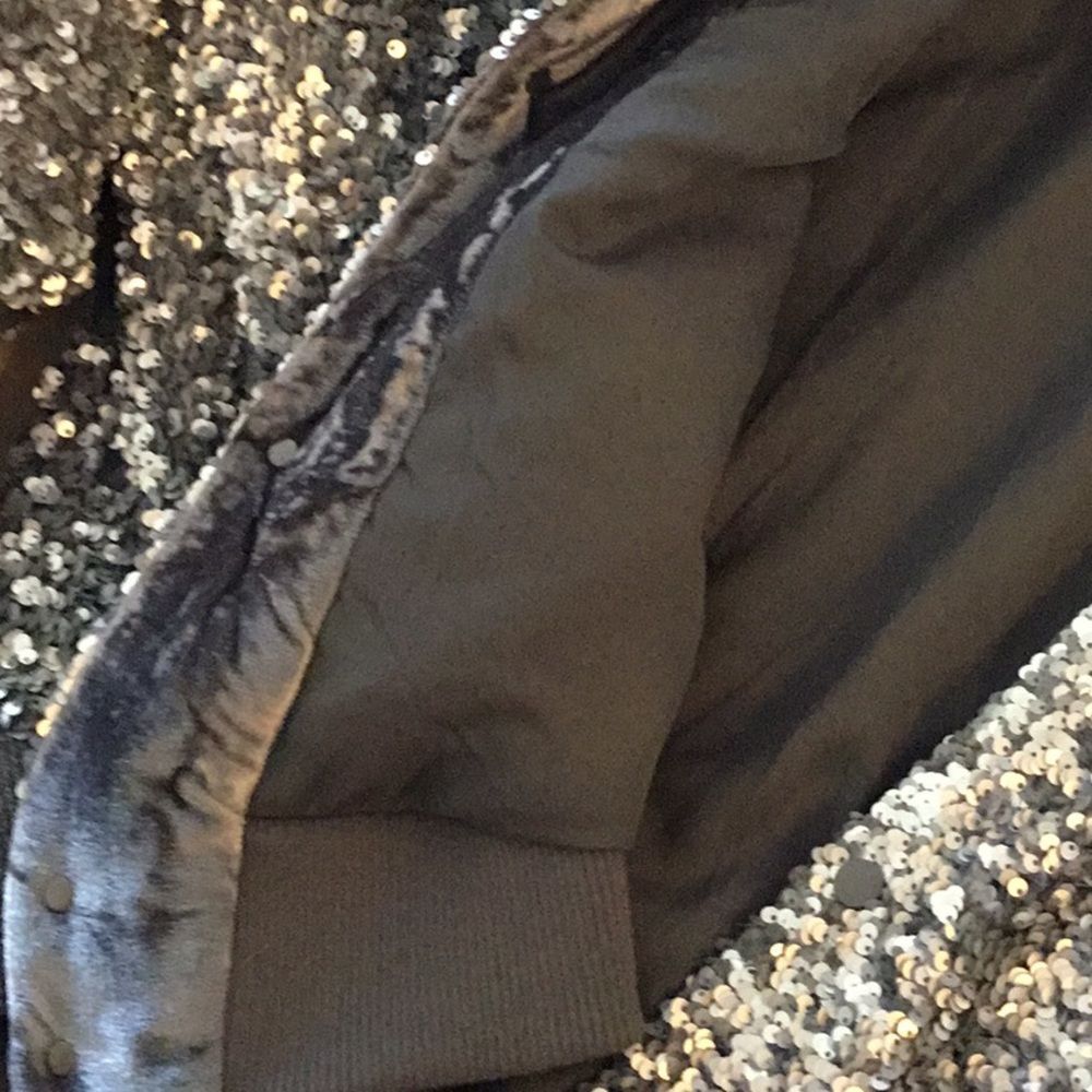 Zara Silver Sequin Bomber Jacket - Picture 9 of 11